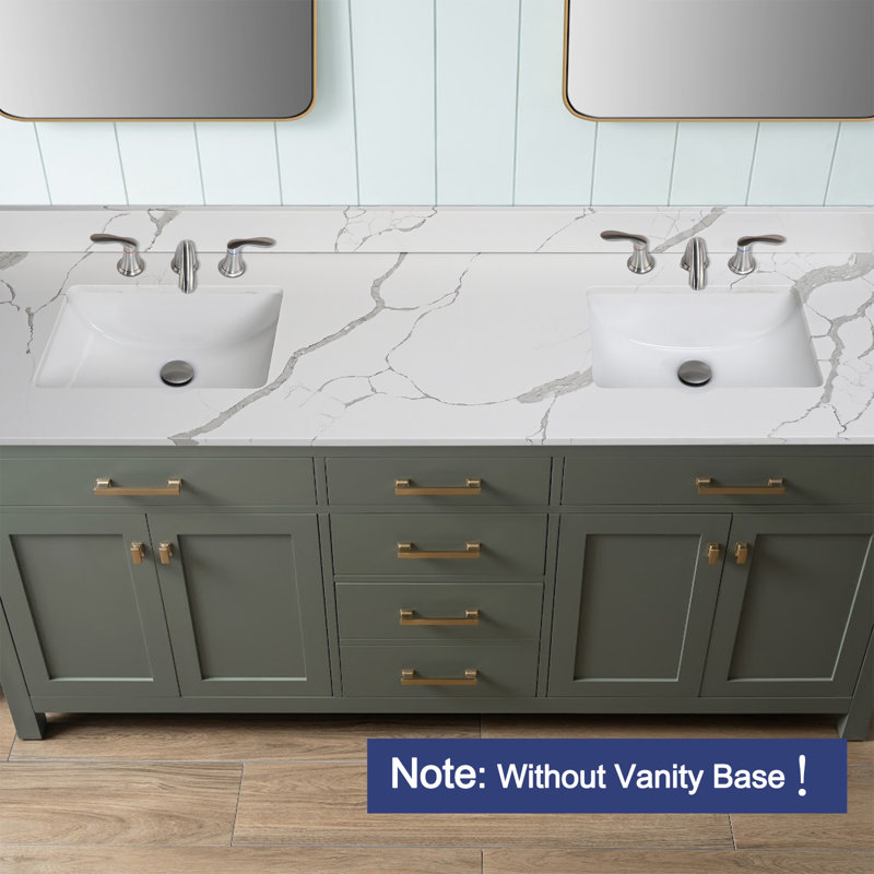 RENIST 72'' Quartz Double Bathroom Vanity Top with Sink & Reviews | Wayfair